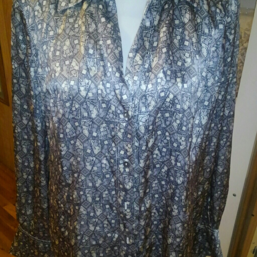 Silk blouse with bell sleeves